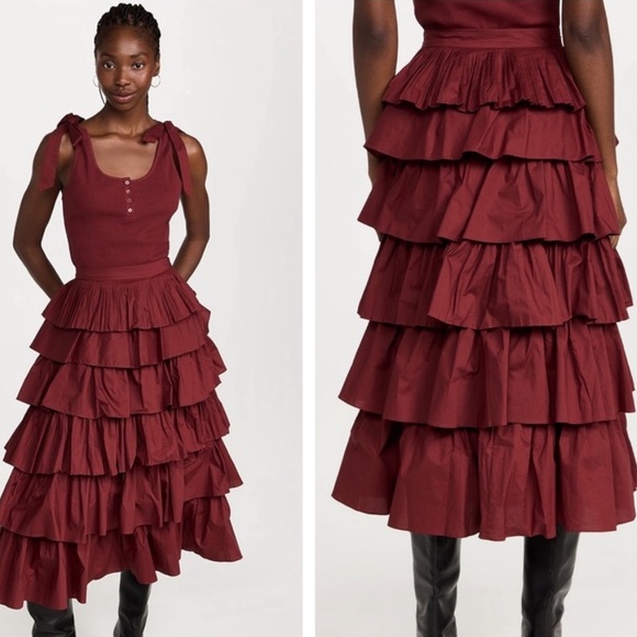 English Factory tiered midi skirt new